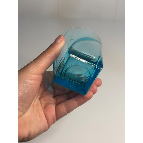 VTG Hazel-Atlas Capri Swirl Colonial Blue Glass - MCM Wave Pattern/Square Bottom - Picture 4 of 5